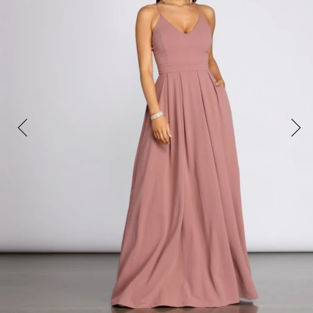 Windsor Mauve Formal Long Pleated Dress